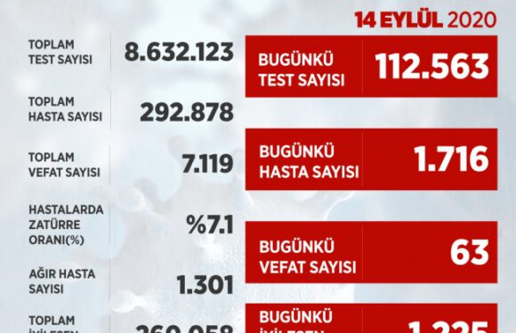 1716 kişiye tanı konuldu, 63 kişi hayatını kaybetti