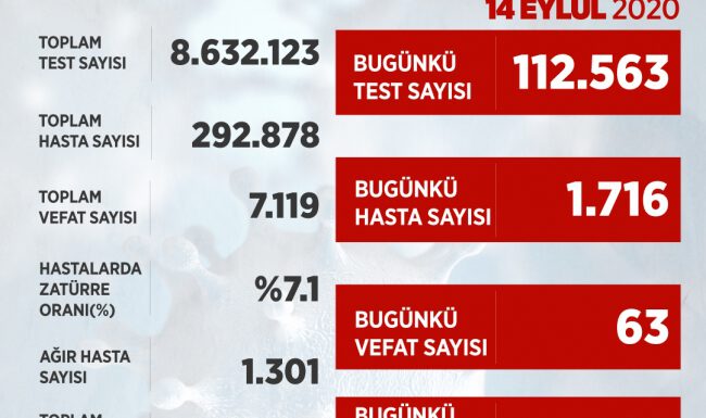 1716 kişiye tanı konuldu, 63 kişi hayatını kaybetti