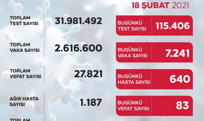 Son 24 saatte 7 bin 241 yeni vaka