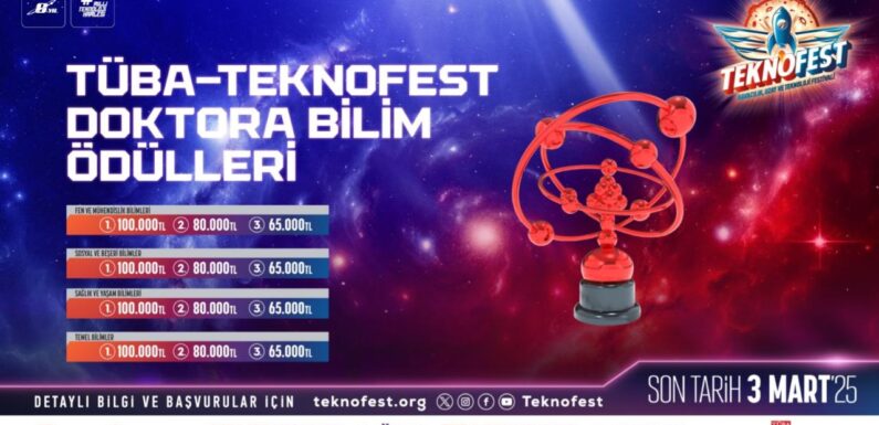 TÜBATEKNOFEST Doktora Bilim Ödülleri Yarışması için başvurular bugün sona eriyor